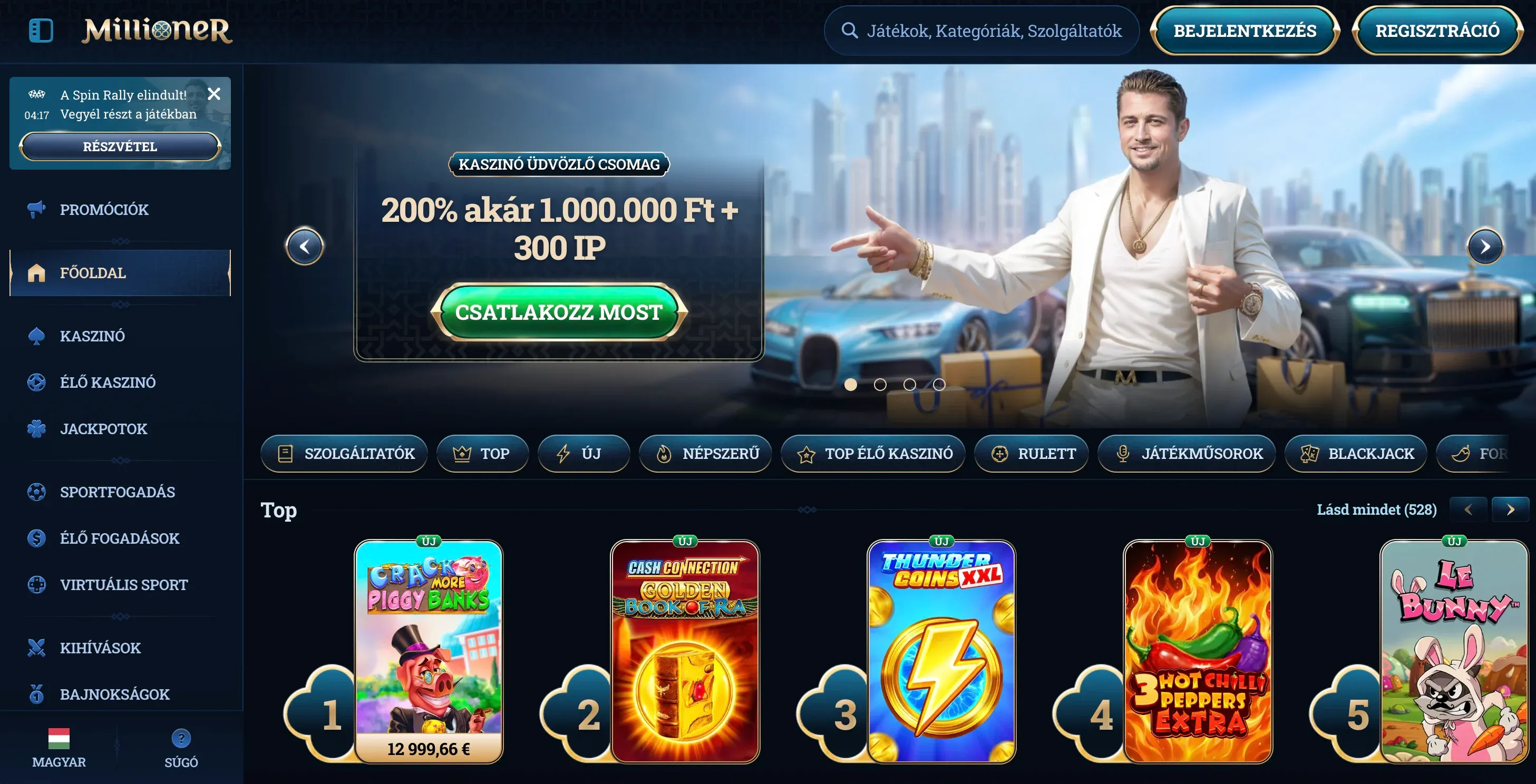 A Millioner casino honlapja